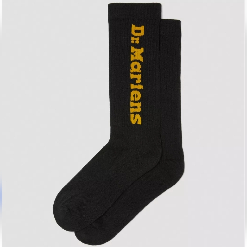 NWT Men's Dr. Martens Vertical Logo Black and Yellow Casual Socks - Picture 3 of 7